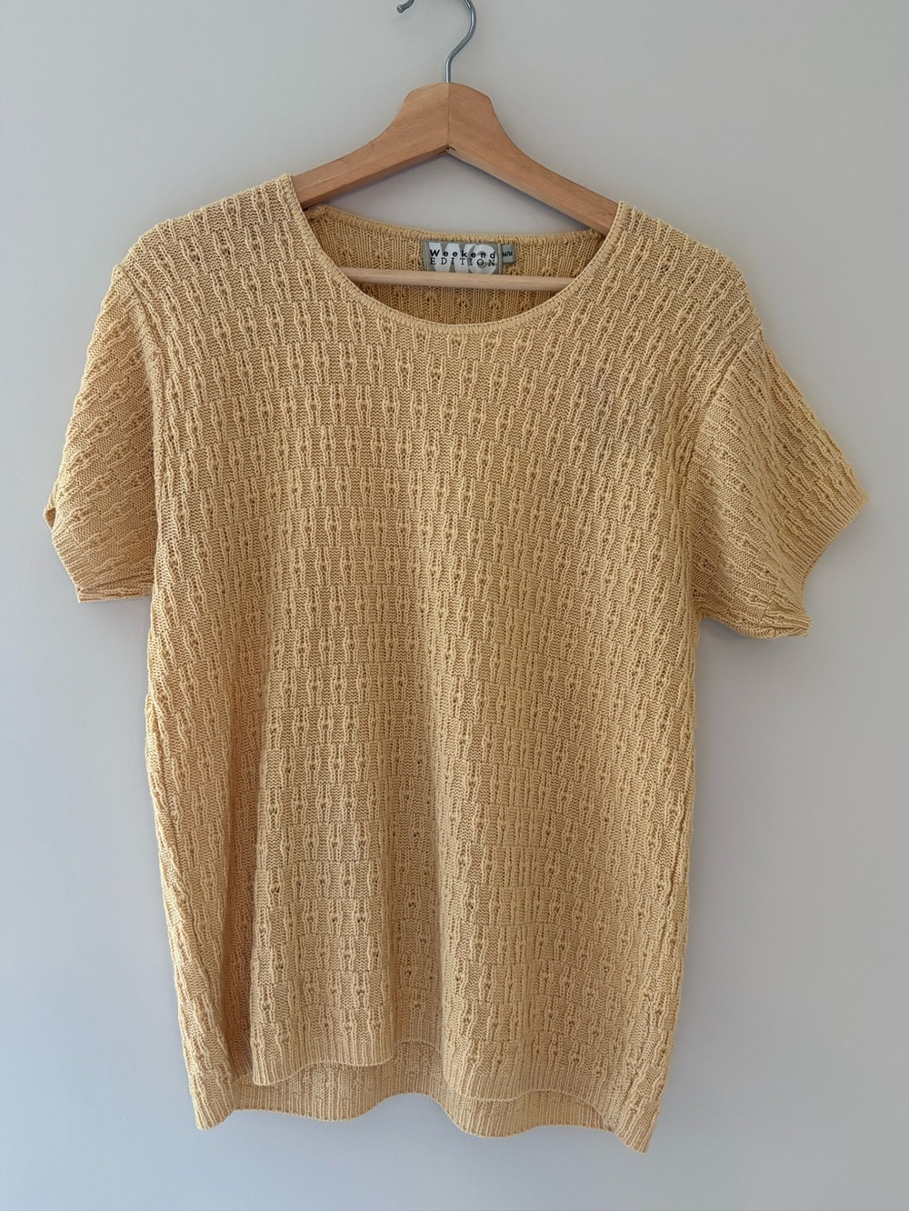 WEEKEND EDITION | Vintage Butter Yellow Knit Short Sleeve Top | Medium